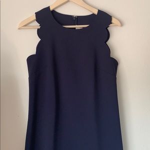 J Crew scalloped shift navy dress size 2